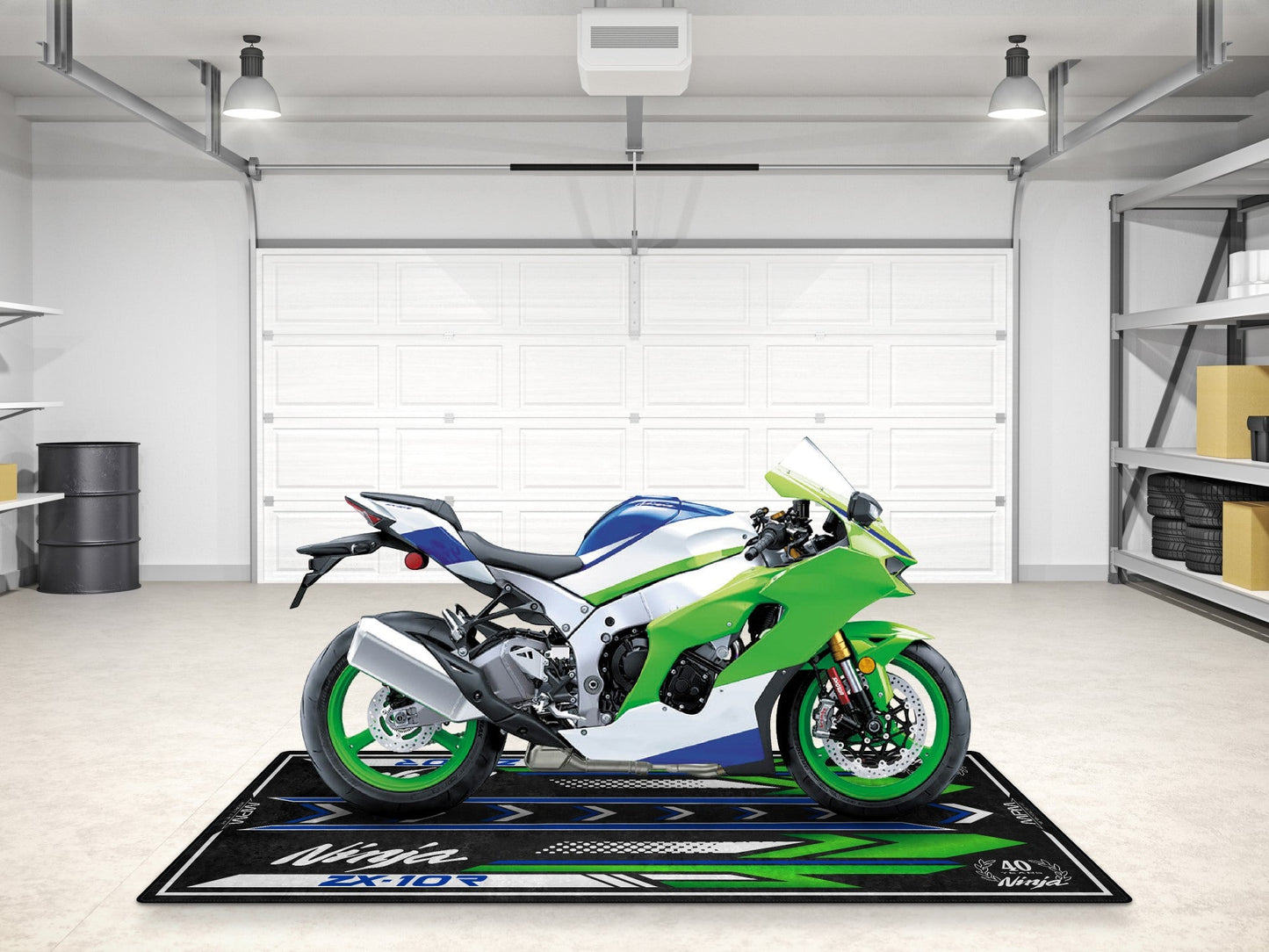 Designed Pit Mat for Kawasaki Ninja ZX-10R 40th Anniversary Motorcycle - MM7400 - Howling Moto