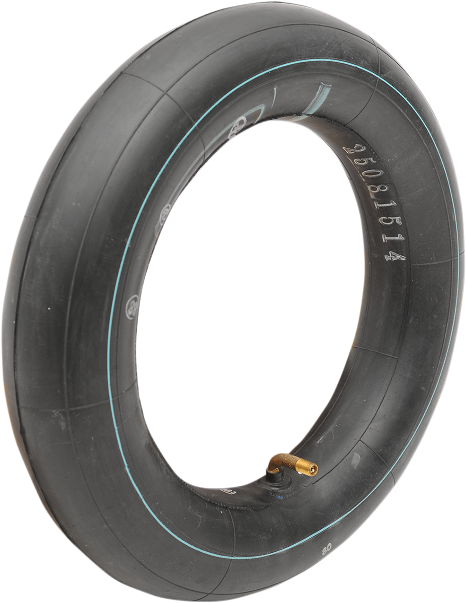 Parts Unlimited 10-inch TR-87 inner tube with 90° center metal valve, suitable for motorcycle or bicycle tires.
