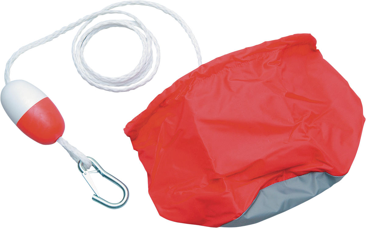 Parts Unlimited anchor bag with rope and float for PWC in red, designed for secure storage and easy handling.