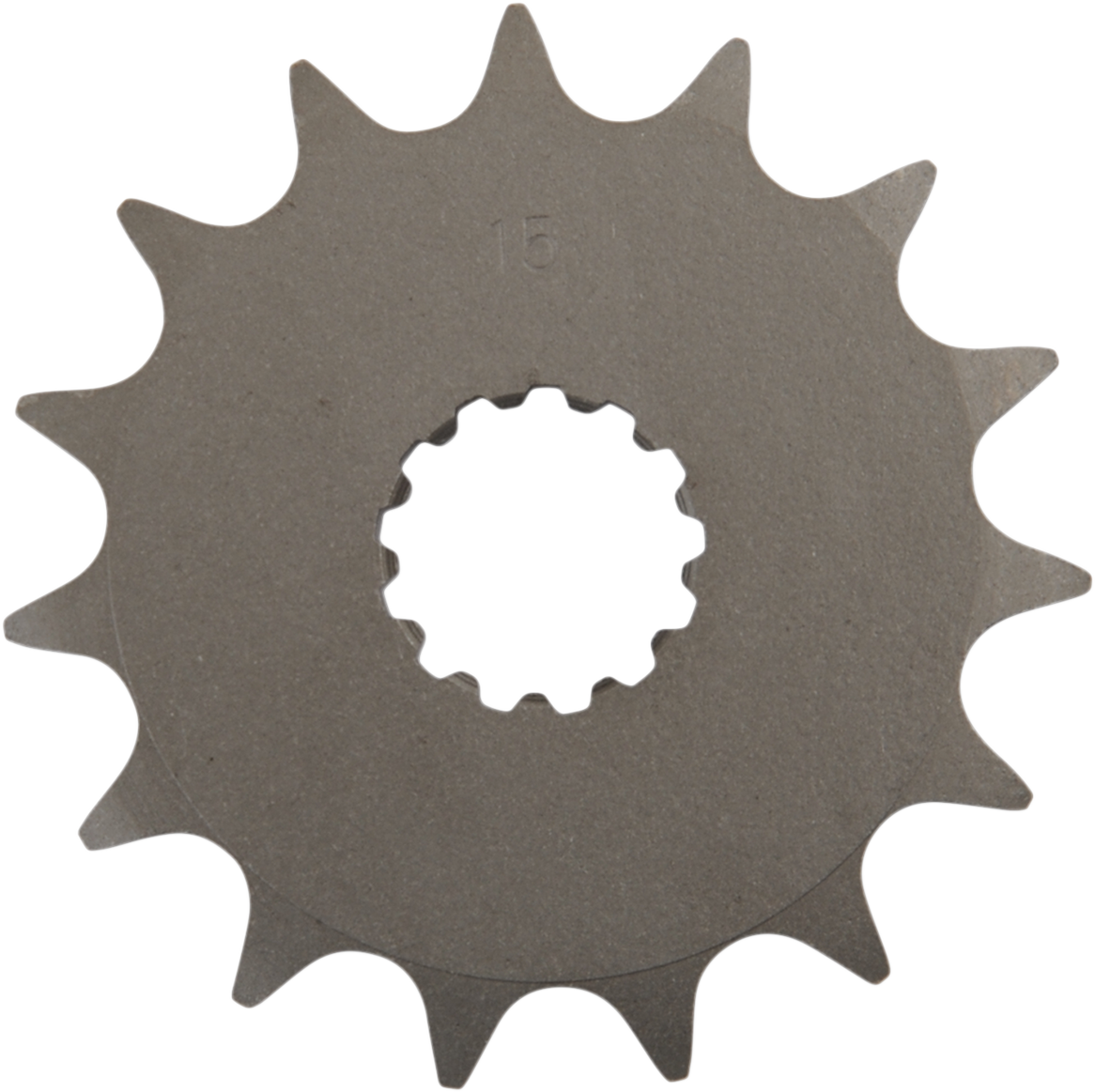 Parts Unlimited 15-tooth countershaft sprocket for Yamaha, Suzuki, Kawasaki motorcycles, shown with part number 214-17461-50.
