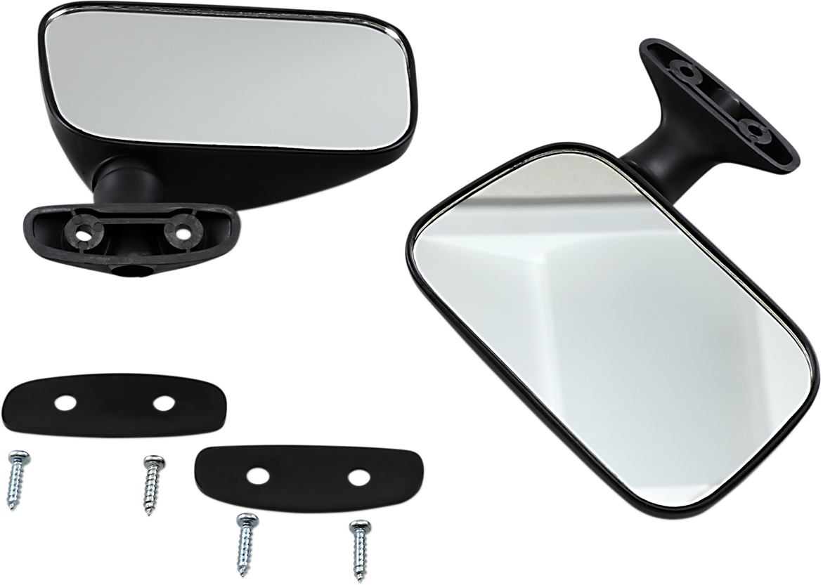 Pair of PARTS UNLIMITED LM4160 black rectangular wide-angle rear view mirrors with impact-resistant housing