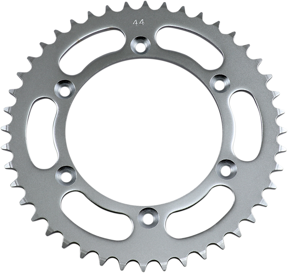 Parts Unlimited 44-tooth rear sprocket for Suzuki motorcycles, shown with gear teeth and mounting hole details.