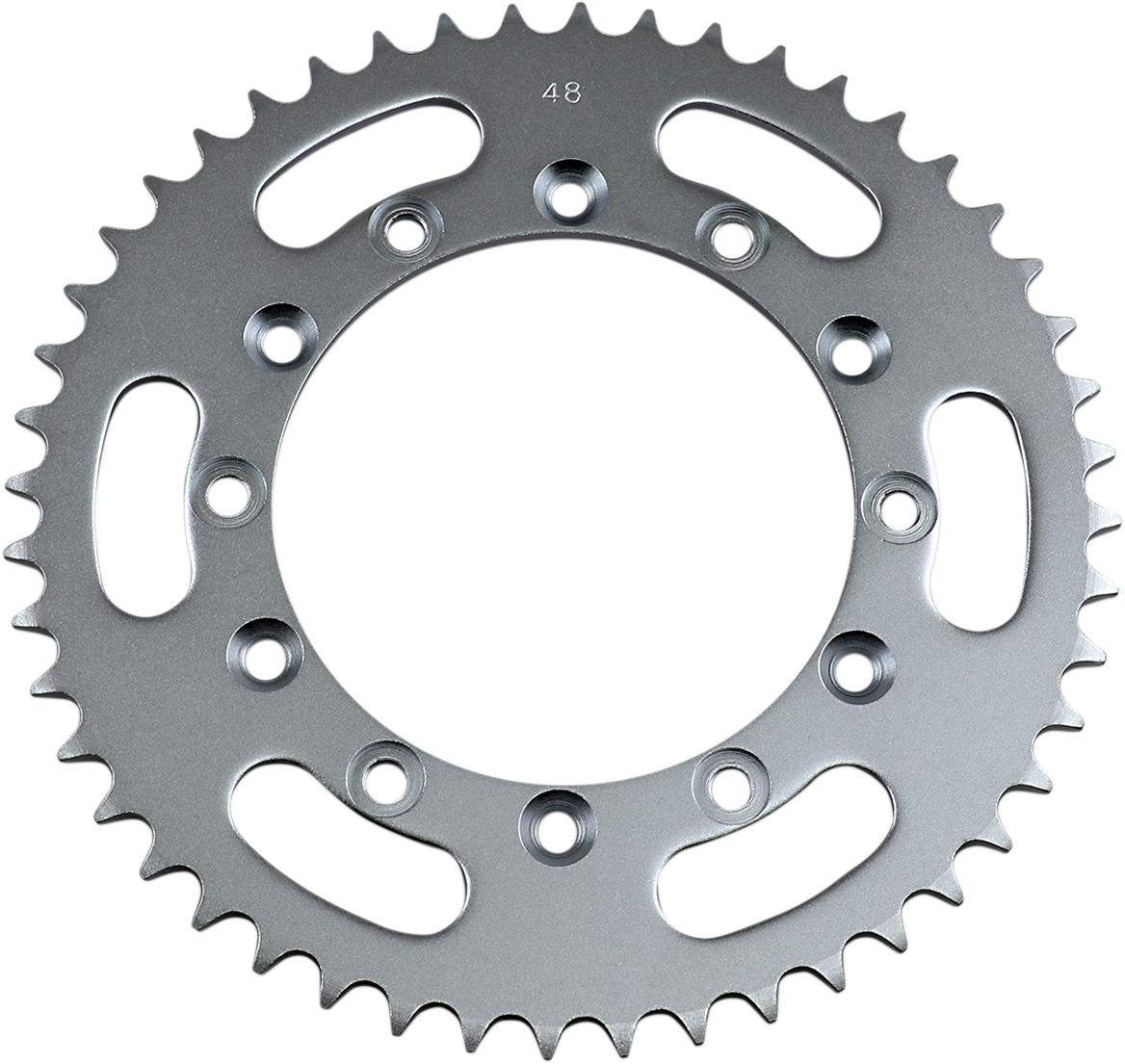 Parts Unlimited rear sprocket with 48 teeth designed for Honda and Yamaha motorcycles, durable steel construction.