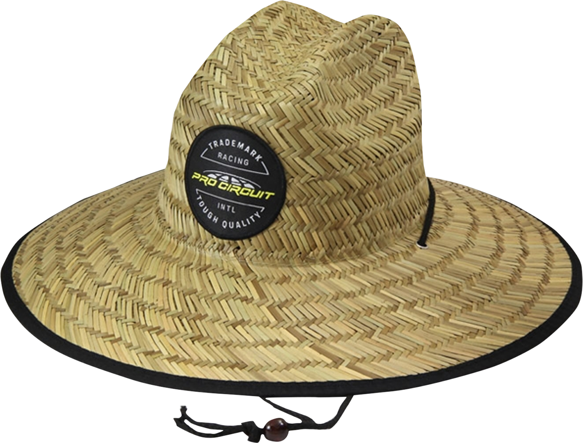 PRO CIRCUIT straw hat with adjustable fit and woven patch, lightweight and casual headwear from PRO CIRCUIT.