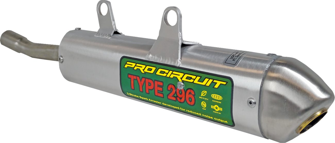 Pro Circuit Silencer 1352325 motorcycle exhaust system with sleek black finish and compact design for enhanced performance