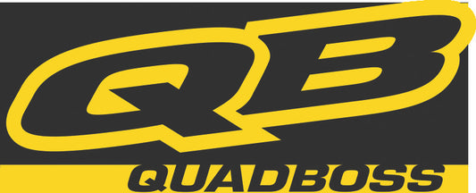 QuadBoss 72-inch by 29-inch logo banner for powersports vehicles featuring bold QuadBoss branding and vibrant colors.