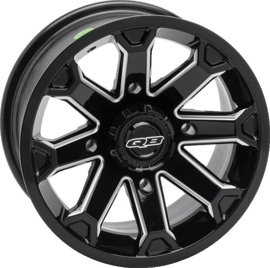 QuadBoss Blitz 14x7 PowerSports Wheel with 4/110 bolt pattern and 5+2 offset, shown in black finish.