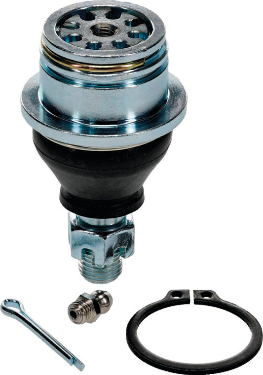 QuadBoss heavy-duty lower ball joint kit for Kawasaki KFX 700 and Mule PRO-MX, showing assembled joints and mounting hardware.