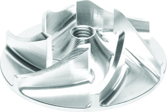 QuadBoss Billet Water Pump Impeller for Can-Am Commander 1000, DPS, and XT models, showing a precision-machined metal component.