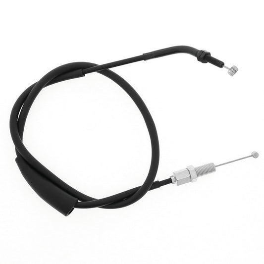 QuadBoss Kawasaki KVF360 Prairie 4x4 throttle cable showing the black cable with metal fittings and connectors.