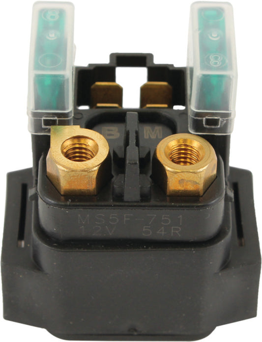 QuadBoss starter solenoid and relay for Yamaha YFM400 Big Bear, showing the black metal component with wiring terminals.