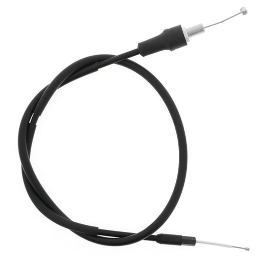QuadBoss throttle cable for Yamaha YFM400 Big Bear and YFM250 Bruin, showing the black cable with connectors and protective casing.