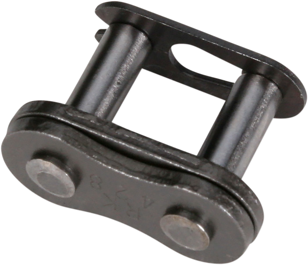 RK M428 standard clip connecting link showing the metal link with spring clip for chain assembly.
