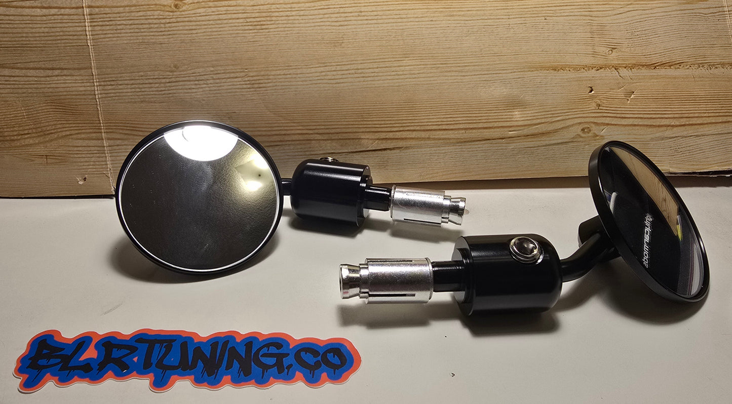 ROUND BAR END MIRRORS SOLID MOUNT NON FOLDING UNIVERSAL FIT FOR 7/8 OPEN END MOTORCYCLE HANDLEBARS - Howling Moto