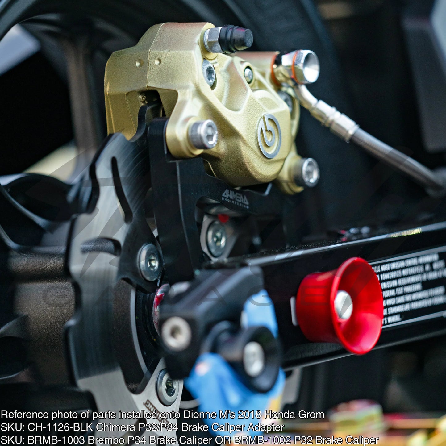 Chimera Engineering Rear Brembo P32/P34 Caliper Adapter - Honda Grom 125 (all years) - Howling Moto