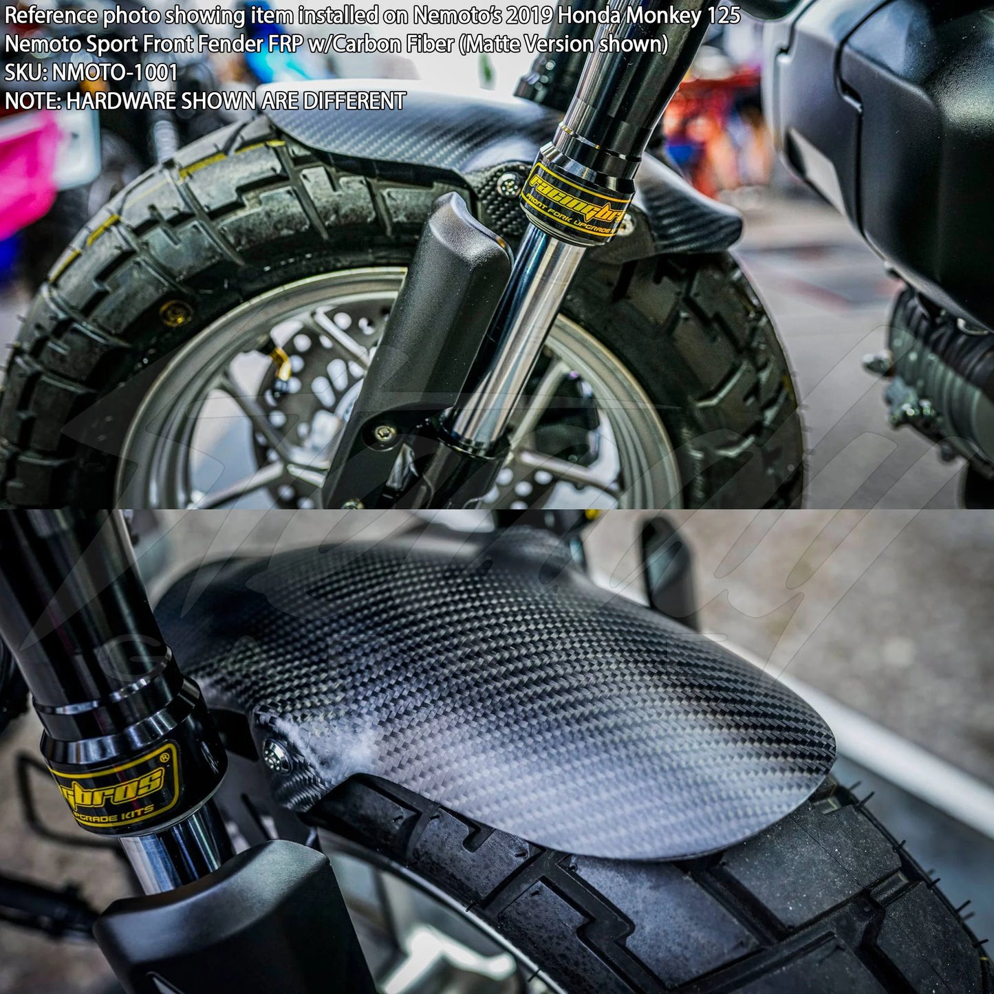 Nemoto Pure Carbon Fiber Front Fender Honda Grom & Monkey 125 (ALL YEARS) - Howling Moto