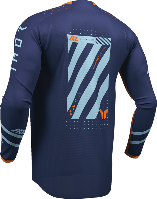 Thor Launchmode Futura Jersey in navy and orange, large size, featuring breathable fabric and sporty design.