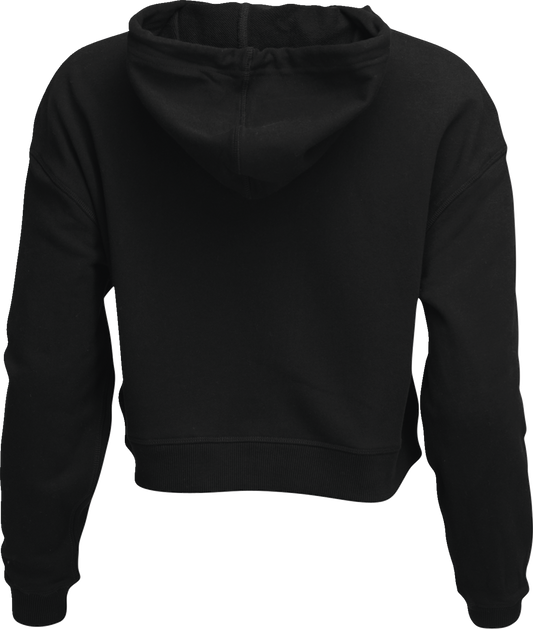 Black THOR Women's Noise Pullover Crop Hoodie displayed on a model, showcasing casual style and comfortable fit.