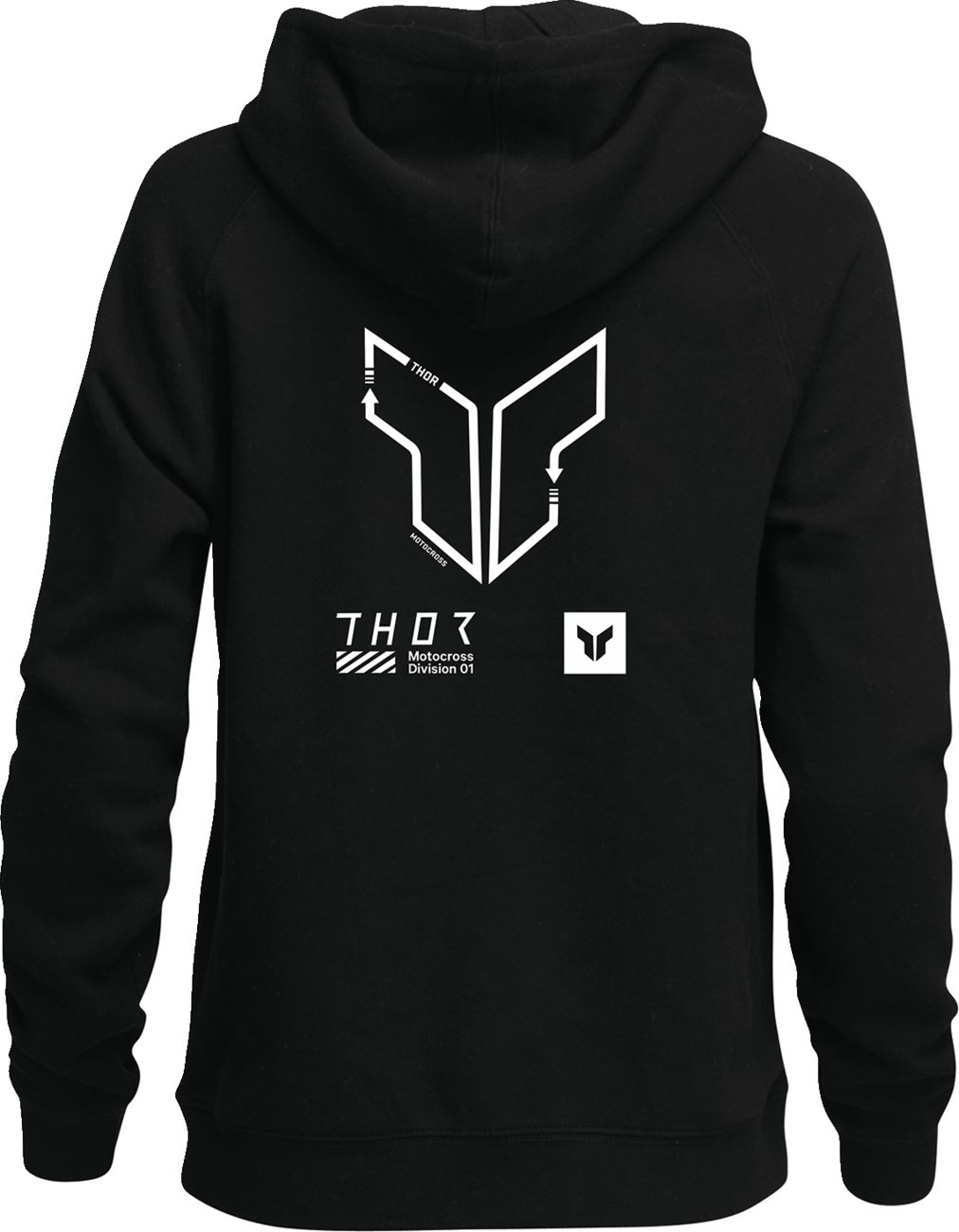 Black THOR Women's Trax Pullover Hoodie, small size, soft fabric with a relaxed fit, front pocket and hood.