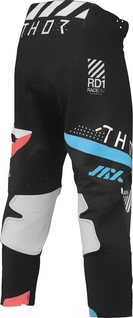 Black THOR Youth Sportmode Synth Pants with adjustable waistband and sporty design, US size 28, front view image.
