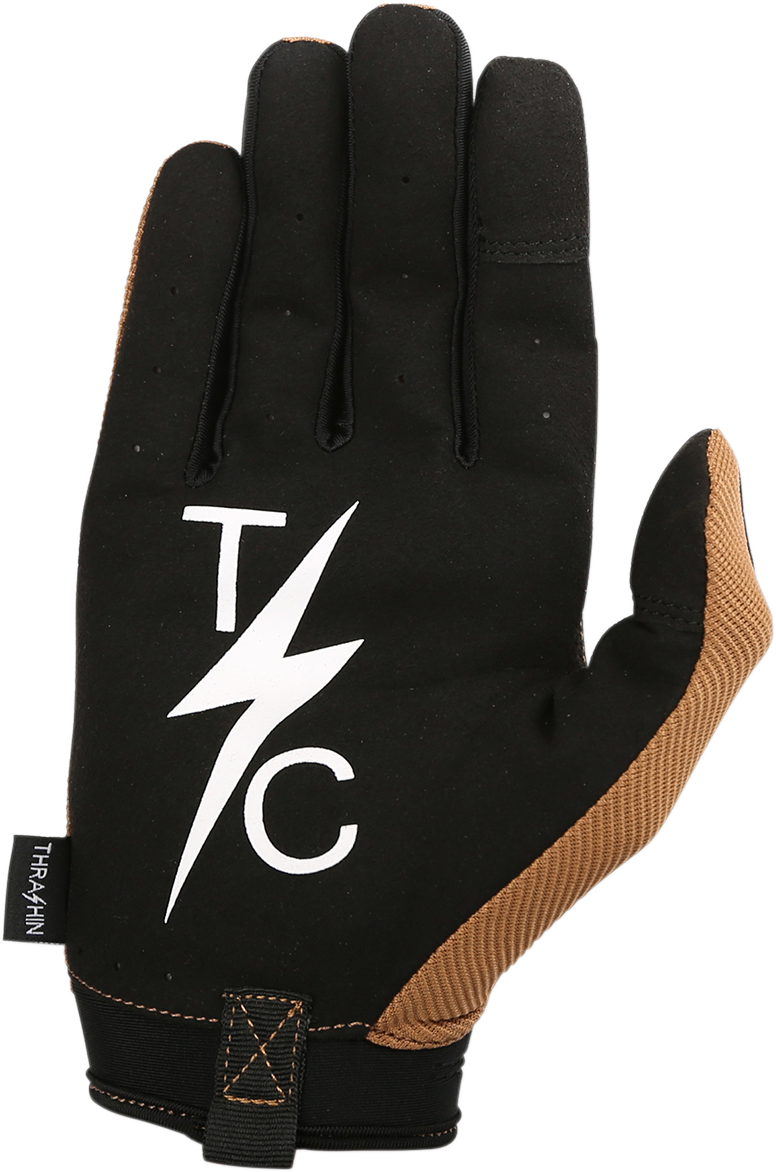 THRASHIN SUPPLY CO. Covert Tactical Gloves in tan, large size, featuring durable design and tactical grip for outdoor or combat use.