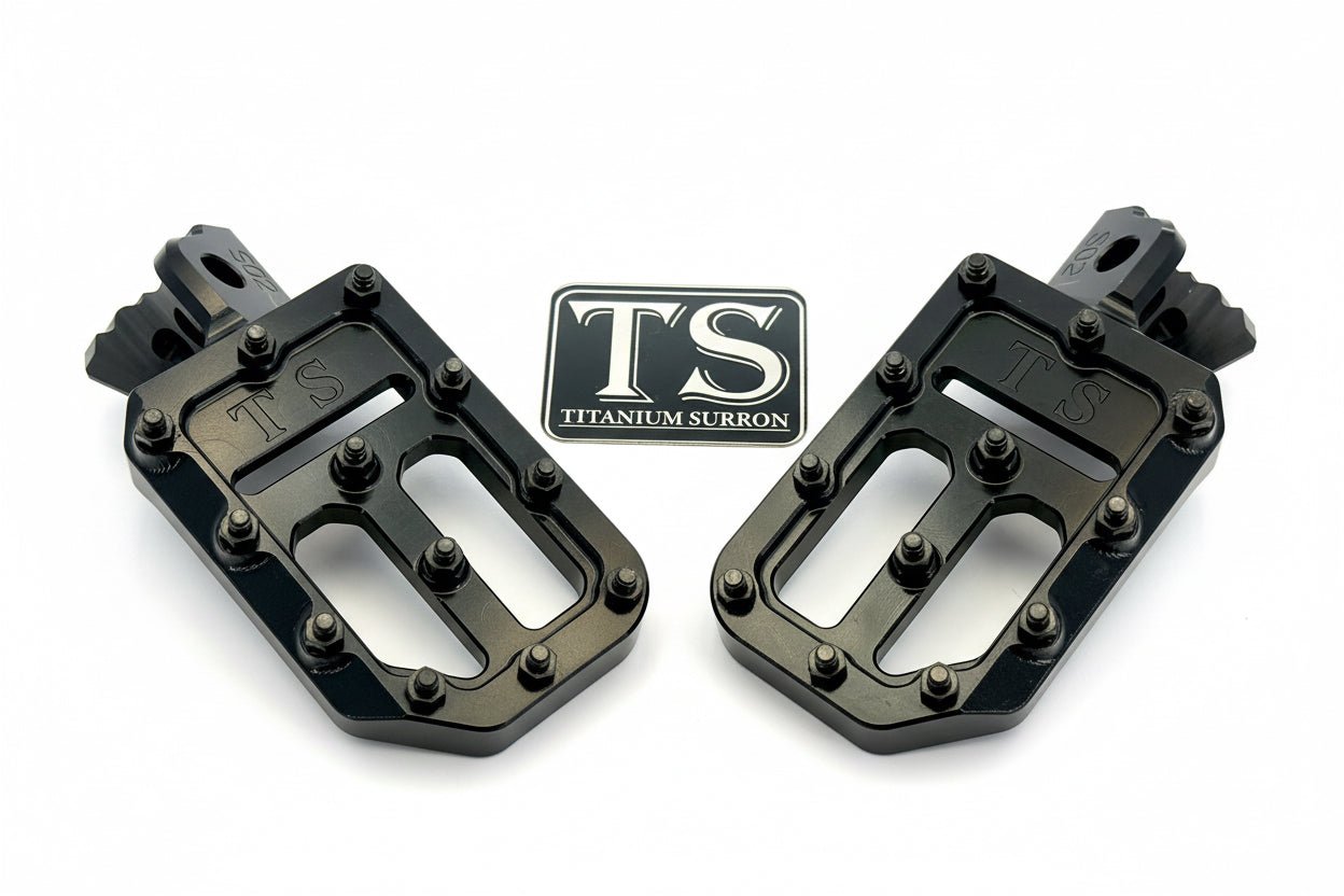 TS Foot Pegs W/ Titanium Grips for Most E-moto - Howling Moto
