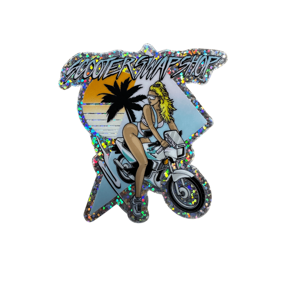 Uzi Chick Glitter Sticker - Howling Moto