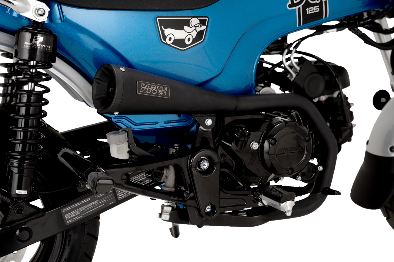 Vance & Hines Upsweep Slip-On Muffler for Honda Dax 125 motorcycle, showing the polished exhaust with branding details.