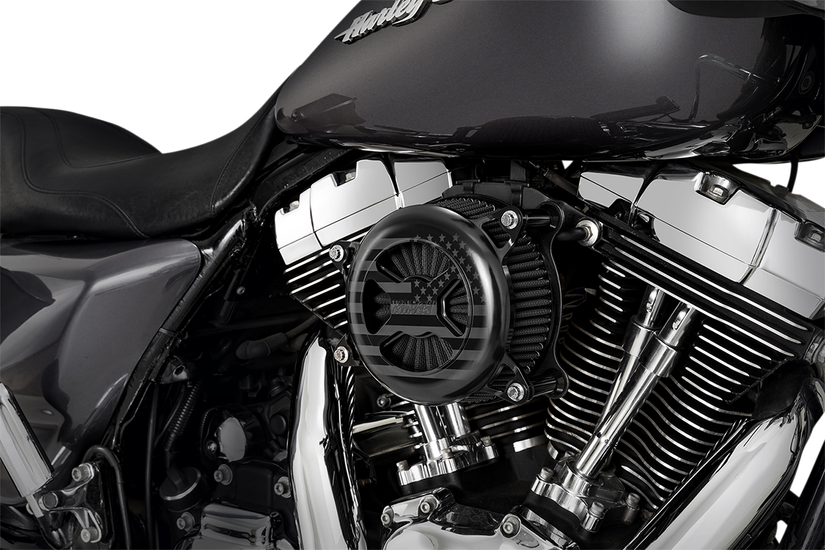 VANCE & HINES VO2 X Air Intake Kit in black wrinkle finish for Harley Touring and Softail models, part #42365.