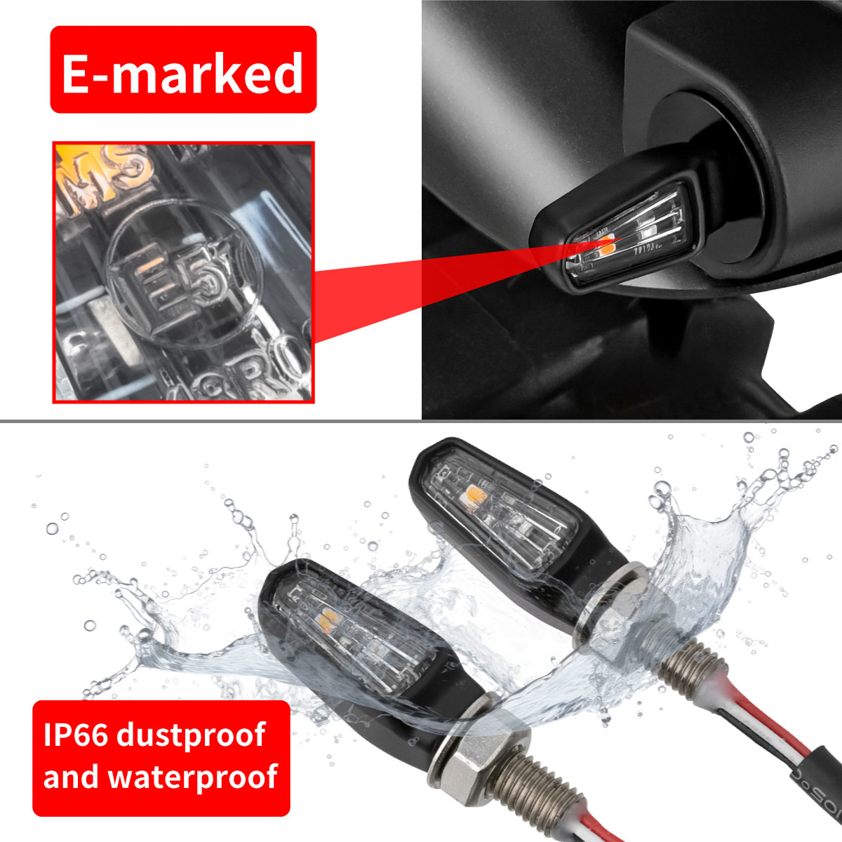 ZETA, ZETA 701 LED Turn Signal with Clear Lens and Matte Black Body – Reliable 12V Motorcycle Signal Light