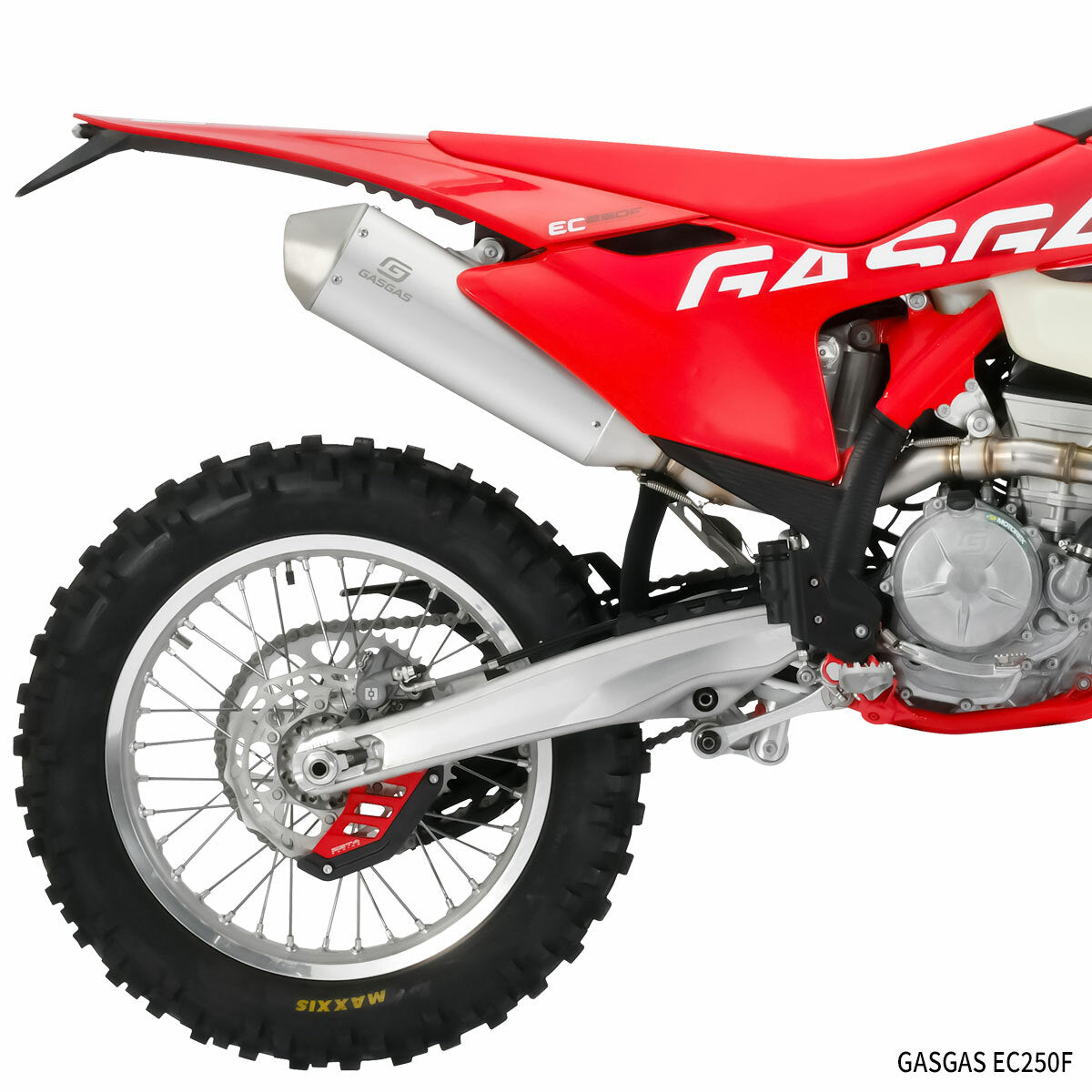 Red ZETA ZE52-5102 rear disc guard on motorcycle, designed for enhanced rotor protection and durable motorcycle parts.
