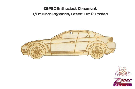 ZSPEC Laser-Engraved Wood Ornament, Style: Mazda RX8, Birch - Howling Moto