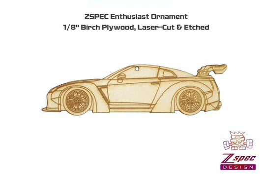 ZSPEC Laser-Engraved Wood Ornament, Style: Nissan R35 GTR Lib. Walk, Birch - Howling Moto