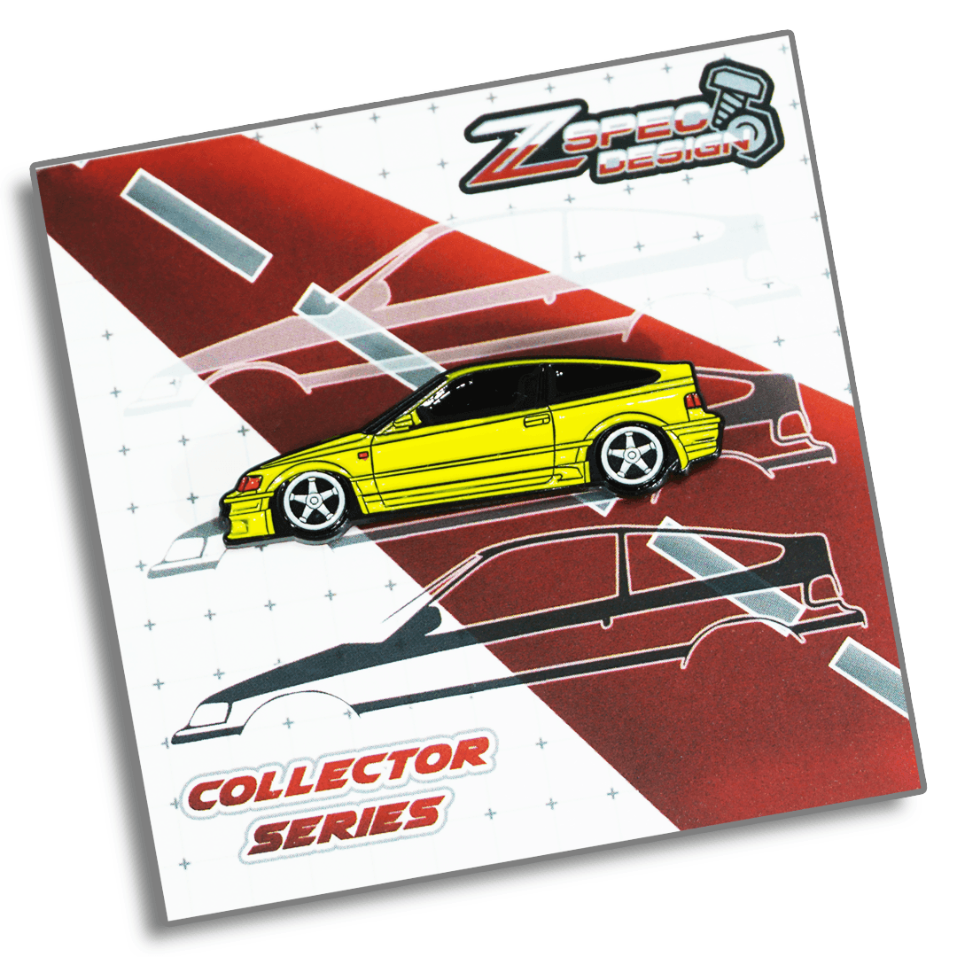 Honda CRX (Red/White/Yellow/Glitter-Silver) Collector Lapel/Hat Pin - ZSPEC Design - Howling Moto