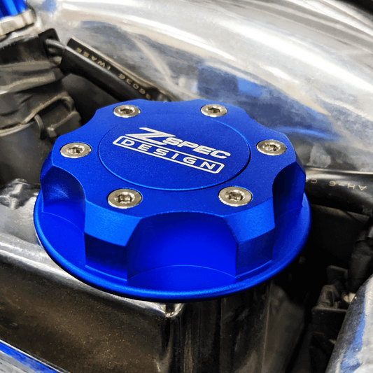 ZSPEC Billet Oil Filler Cap for Nissan/Infiniti/Datsun, Blue Cap w/ Titanium Accents - Howling Moto
