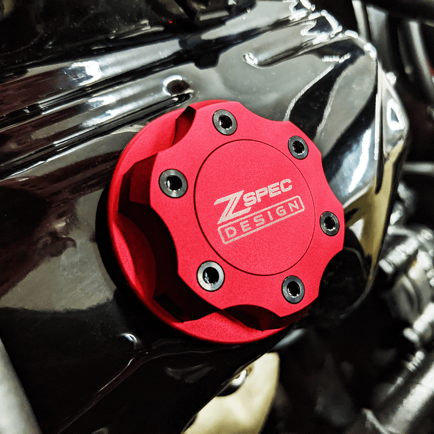 ZSPEC Billet Oil Filler Cap for Nissan/Infiniti/Datsun, Red Cap w/ Titanium Accents - Howling Moto