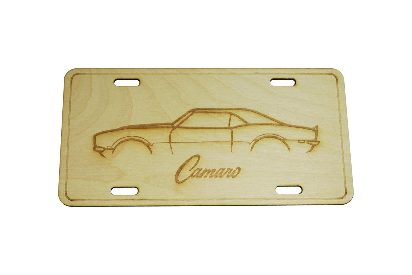 ZSPEC Classic Chevy Camaro SS Silhouette License Plate, Birch, Ornamental - Howling Moto