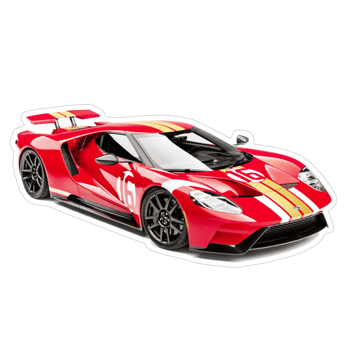 Ford GT Super-Car Quarter-View Vinyl Decal / Sticker, Red - Howling Moto