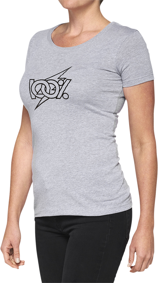 100% Women's Fioki T-Shirt - Heather Gray - Small 28107-188-10 - Howling Moto