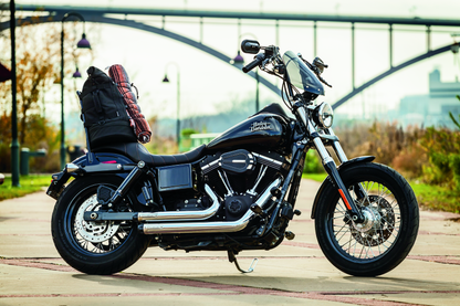 Kuryakyn Heavy Industry black motorcycle mirrors with 6-inch stems, designed for custom Harley-Davidson and powersports bikes.