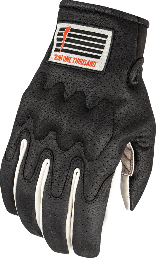 Black ICON Airform Slabtown™ gloves in 3XL size with padded knuckles and breathable fabric, designed for motorcycle riding.