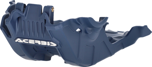 Blue ACERBIS skid plate for Gas Gas, KTM, Husqvarna motorcycles, large body protection part, designed for durability and impact resistance.