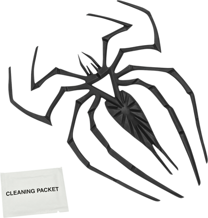 Black SHOW CHROME Spider Tank Pad for motorcycle engine from Bill's Exhausts, featuring a detailed spider design.