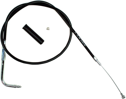 Black vinyl idle cable for motorcycle control systems by Motion Pro, part number 06-0275.
