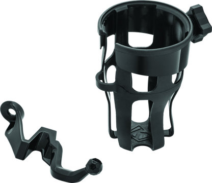 Kuryakyn Reflex Drink Holder for Harley Touring motorcycles, mounted on handlebar with water bottle in holder
