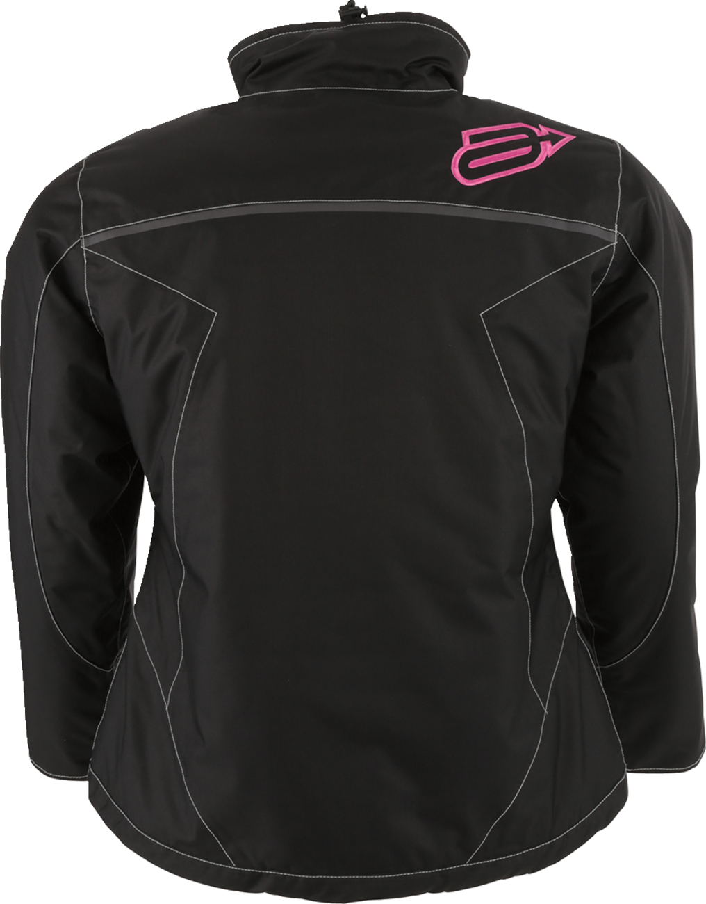 Black and pink ARCTIVA Women's Pivot 6 Jacket by Bill's Exhausts, large size, shown with front view and zipper detail.
