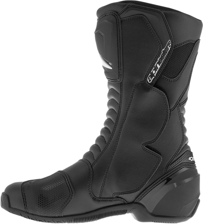 Alpinestars SMX-S motorcycle boots in black with US size 13.5, EU 49, featuring sturdy construction and ankle protection.