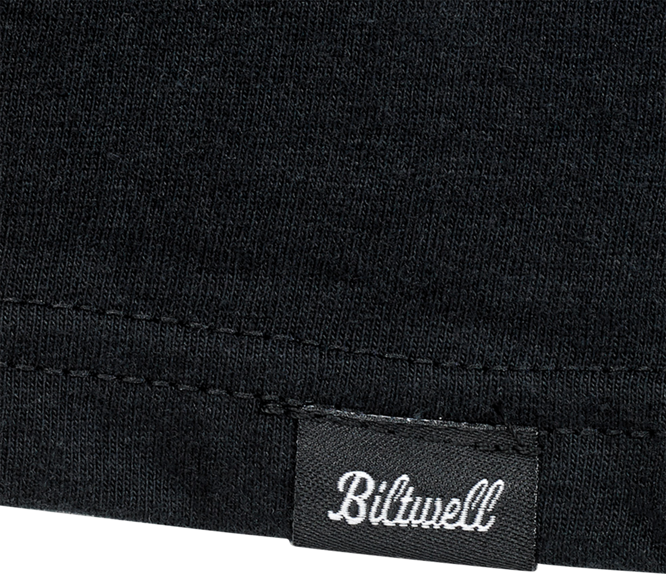 Black BILTWELL Badge T-Shirt in Small size, featuring the Bill's Exhausts logo on the front, casual fit and soft fabric.