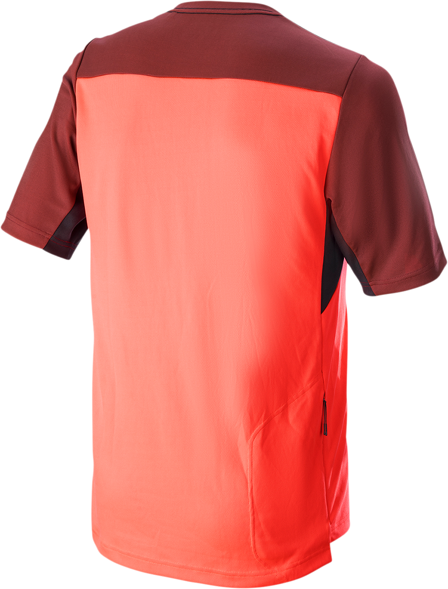 Alpinestars Drop 6.0 V2 short-sleeve jersey in coral and black, medium size, featuring sporty design and breathable fabric.