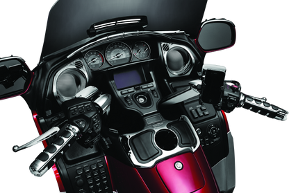Kuryakyn ISO grips for Honda GL1800 motorcycle with chrome heated grips, featuring ergonomic design and textured surface.